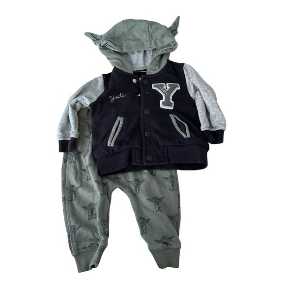 baby Gap StarWars Yoda Varsity Jacket and pants set 6-12 months - Picture 1 of 7